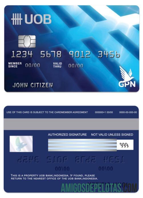 Cartão de débito GPN do Banco UOB da Indonésia baixar para verificação